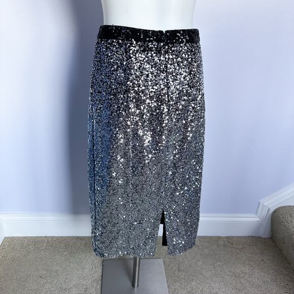 Nikibiki Silver Sequin Pencil Skirt | Size Small | Glamorous Sparkle - Picture 2 of 6